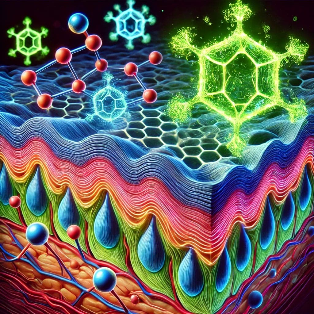 Colorful, detailed molecular and cellular-level illustration