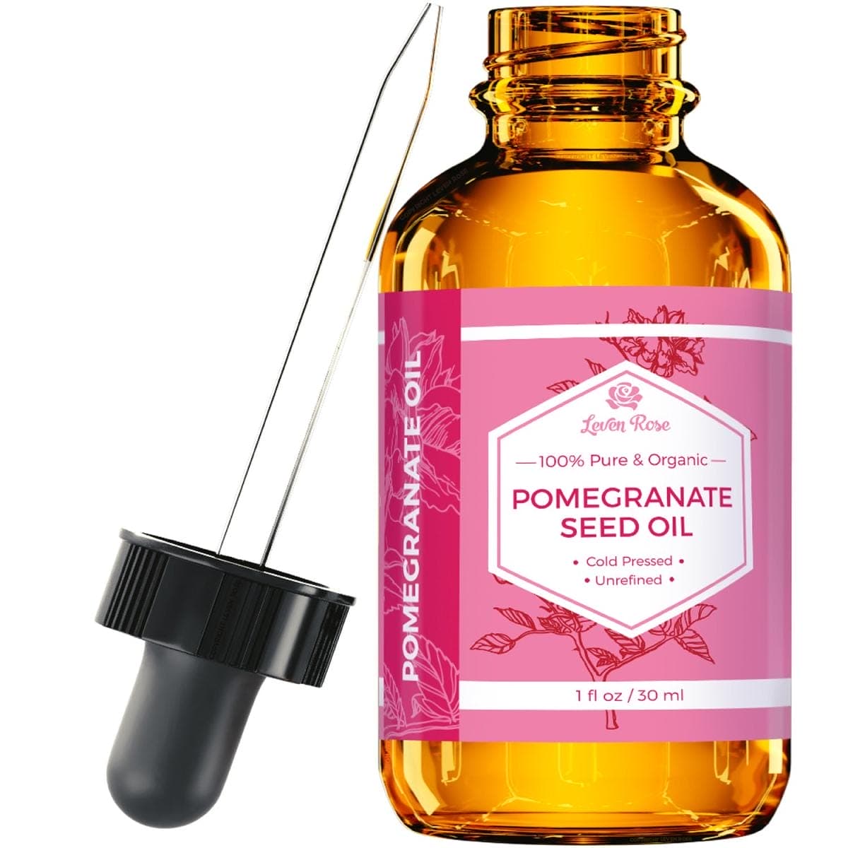 Pomegranate seed oil bottle with dropper