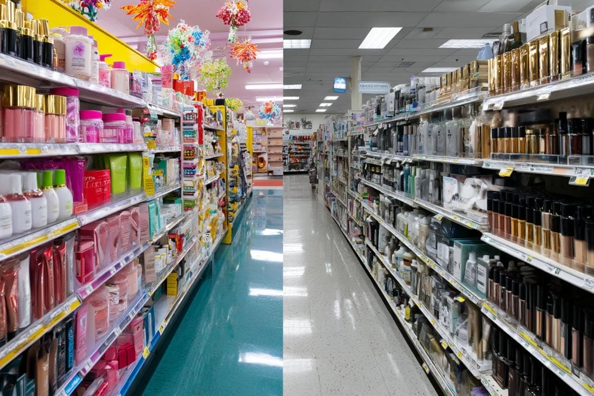 Store aisle with beauty and skincare products