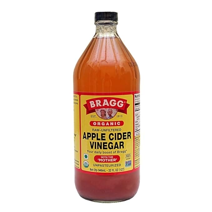 Bragg organic apple cider vinegar bottle, 32 fl oz.
