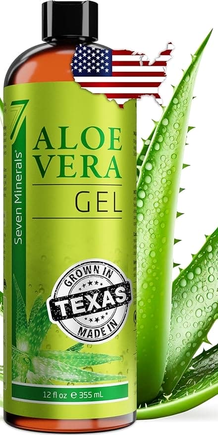 Aloe Vera Gel bottle with Texas origin label.