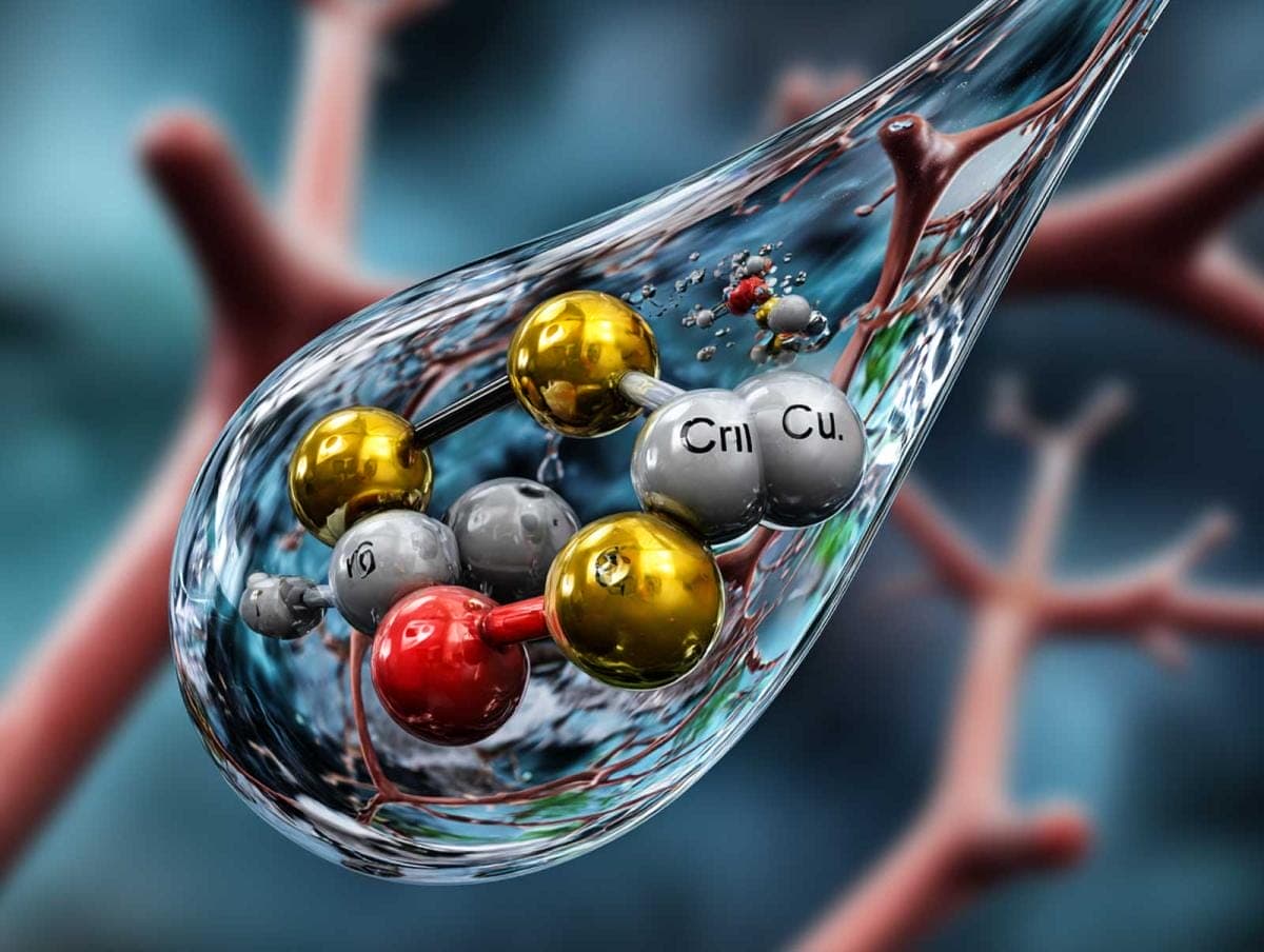 Chemical molecule structure close-up illustration.