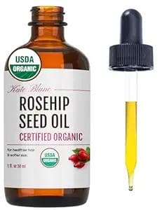 Organic rosehip seed oil bottle with dropper